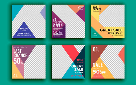 Set of sale banner template design. Vector illustration.のイラスト素材