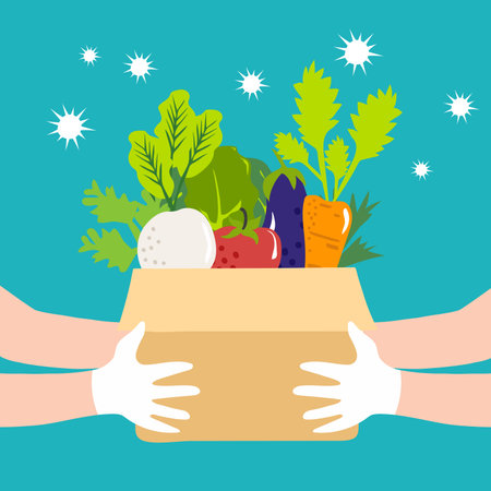 Humanitarian Support, concept of charity and donation. Give and share your love to people. Volunteering vector illustration.のイラスト素材