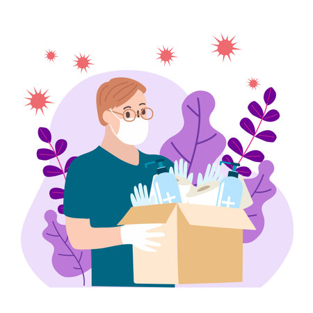 Humanitarian Support, concept of charity and donation. Give and share your love to people. Volunteering vector illustration.のイラスト素材