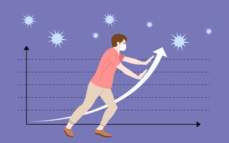 Flatten the curve, social distancing, quarantine, coronavirus diseaseのイラスト素材