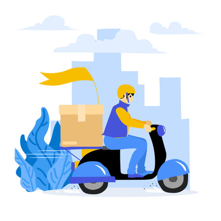 Delivery website banner in flat illustration vector styleのイラスト素材