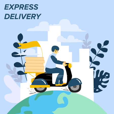 Delivery website banner in flat illustration vector styleのイラスト素材
