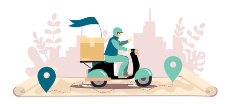 Delivery website banner in flat illustration vector styleのイラスト素材