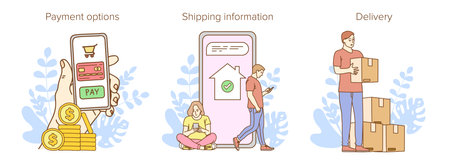 Delivery website banner in flat illustration vector styleのイラスト素材