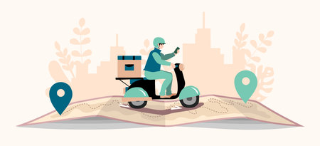 Delivery website banner in flat illustration vector styleのイラスト素材