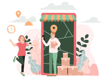Delivery website banner in flat illustration vector styleのイラスト素材