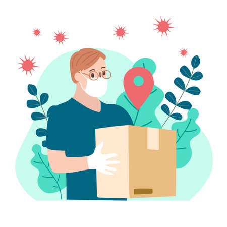 Delivery website banner in flat illustration vector styleのイラスト素材