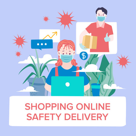 Delivery website banner in flat illustration vector styleのイラスト素材