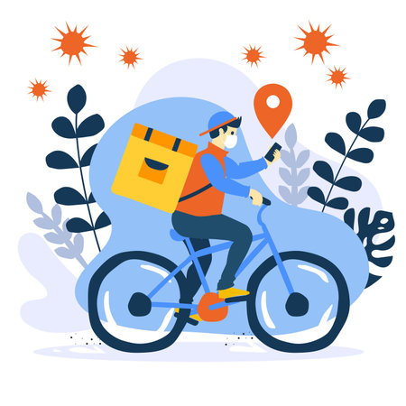 Delivery website banner in flat illustration vector styleのイラスト素材