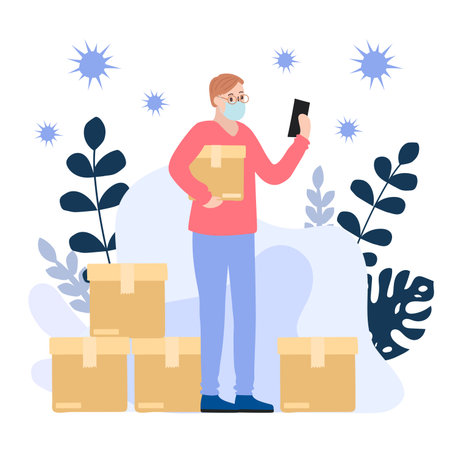 Delivery website banner in flat illustration vector styleのイラスト素材