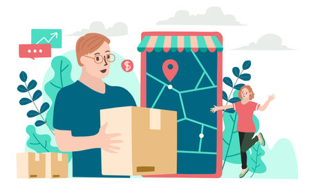 Delivery website banner in flat illustration vector styleのイラスト素材