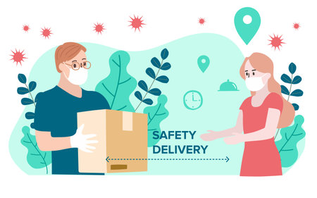 Delivery website banner in flat illustration vector styleのイラスト素材