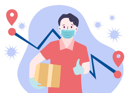 Delivery website banner in flat illustration vector styleのイラスト素材