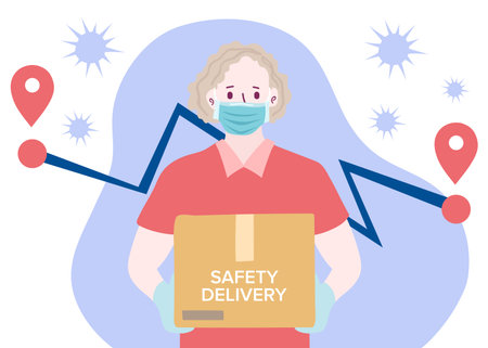 Delivery website banner in flat illustration vector styleのイラスト素材