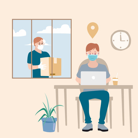 Delivery website banner in flat illustration vector styleのイラスト素材