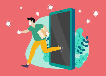 Delivery website banner in flat illustration vector styleのイラスト素材