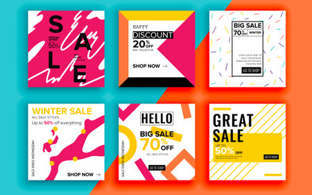Set of sale banner template design. Vector illustration.のイラスト素材