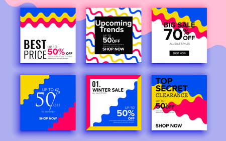 Set of sale banner template design. Vector illustration.のイラスト素材