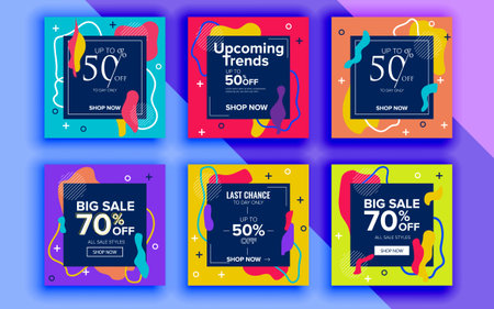 Set of sale banner template design. Vector illustration.のイラスト素材