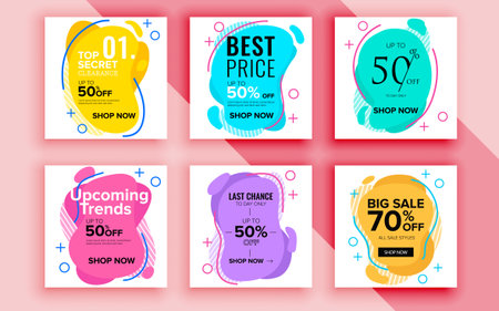 Set of sale banner template design. Vector illustration.のイラスト素材