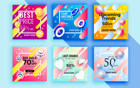 Set of sale banner template design. Vector illustration.のイラスト素材