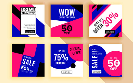 Set of sale banner template design. Vector illustration.のイラスト素材