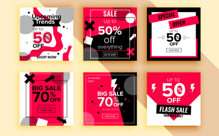 Set of sale banner template design. Vector illustration.のイラスト素材