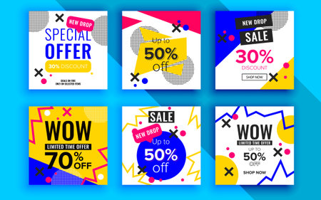 Set of sale banner template design. Vector illustration.のイラスト素材