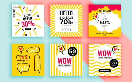 Set of sale banner template design. Vector illustration.のイラスト素材