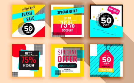 Set of sale banner template design. Vector illustration.のイラスト素材
