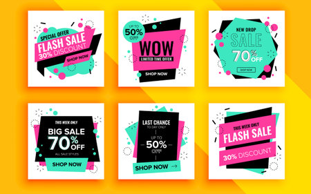 Set of sale banner template design. Vector illustration.のイラスト素材