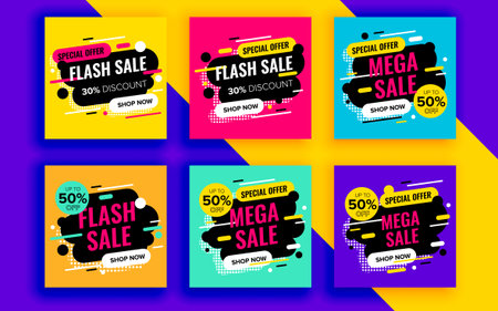 Set of sale banner template design. Vector illustration.のイラスト素材