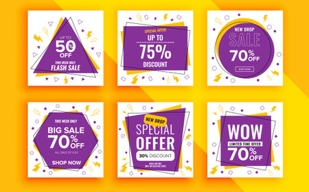 Set of sale banner template design. Vector illustration.のイラスト素材