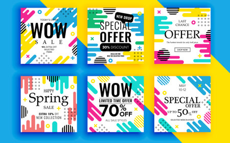 Set of sale banner template design. Vector illustration.のイラスト素材