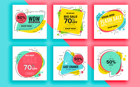 Set of sale banner template design. Vector illustration.のイラスト素材