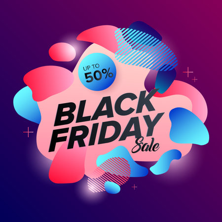 Black Friday Sale Web Banner Design Template. Advertising poster. Modern Vector illustration.のイラスト素材