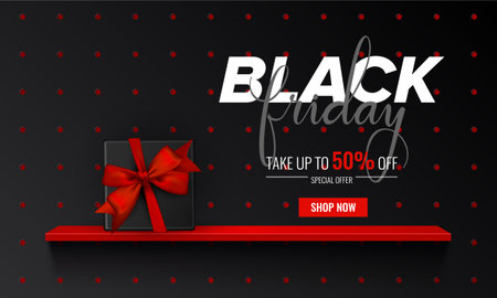 Black Friday Sale Web Banner Design Template. Advertising poster. Modern Vector illustration.のイラスト素材