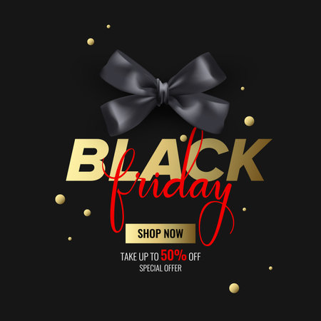 Black Friday Sale Web Banner Design Template. Advertising poster. Modern Vector illustration.のイラスト素材