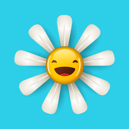 Illustration of daisy flower with a smile faceのイラスト素材