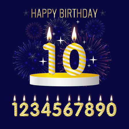 (Element) set of ten numbers form zero to nine, number flat designのイラスト素材