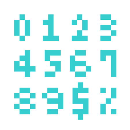 (Element) set of ten numbers form zero to nine, number flat designのイラスト素材