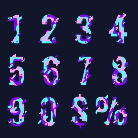 (Element) set of ten numbers form zero to nine, number flat designのイラスト素材
