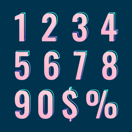 (Element) set of ten numbers form zero to nine, number flat design
