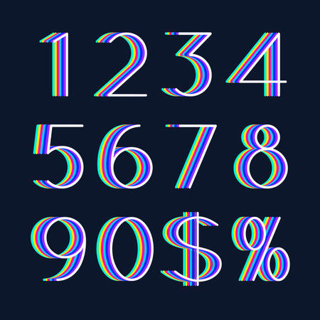 (Element) set of ten numbers form zero to nine, number flat designのイラスト素材