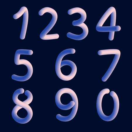 (Element) set of ten numbers form zero to nine, number flat designのイラスト素材
