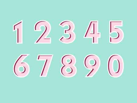 (Element) set of ten numbers form zero to nine, number flat designのイラスト素材