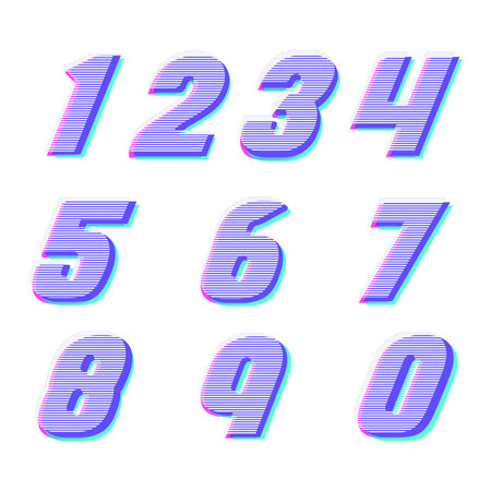 (Element) set of ten numbers form zero to nine, number flat designのイラスト素材