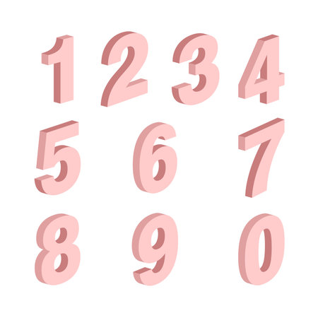 (Element) set of ten numbers form zero to nine, number flat designのイラスト素材