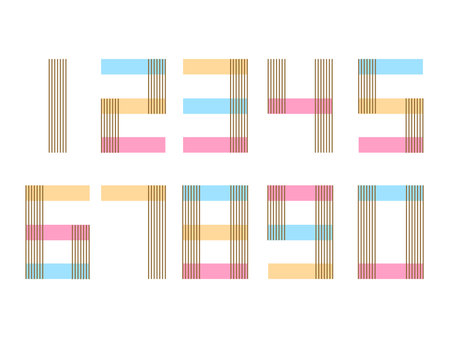 (Element) set of ten numbers form zero to nine, number flat designのイラスト素材