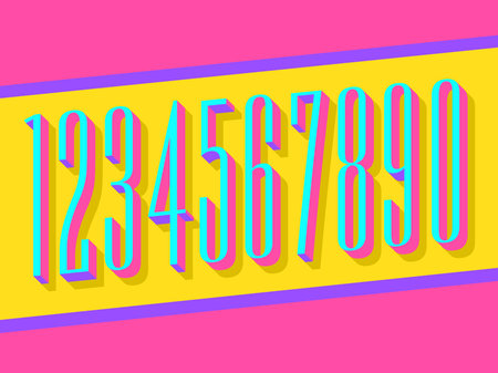 (Element) set of ten numbers form zero to nine, number flat designのイラスト素材